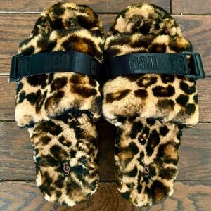 Ugg Fluffita Platform Sandals Slides Animal Print Size 10